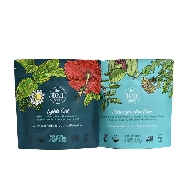 Manufacturers Reclosable Packing Stand Up Zipper Pouches Biodegradable Tea Bags With Zipper