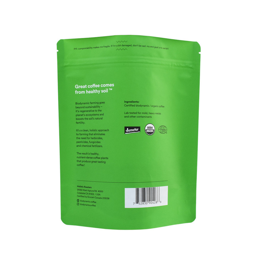 Excellent Quality Compostable Creative Design Standing Up Coffee Bags