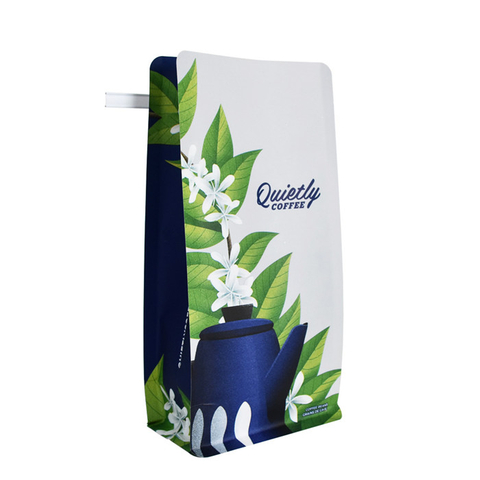 Custom print block bottom coffee pack paper for bag with tin tie