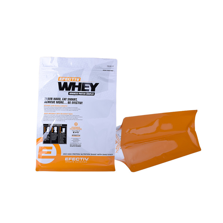 High Quality Laminated Material Whey Protein Powder Block Bottom Top Zipper Bag