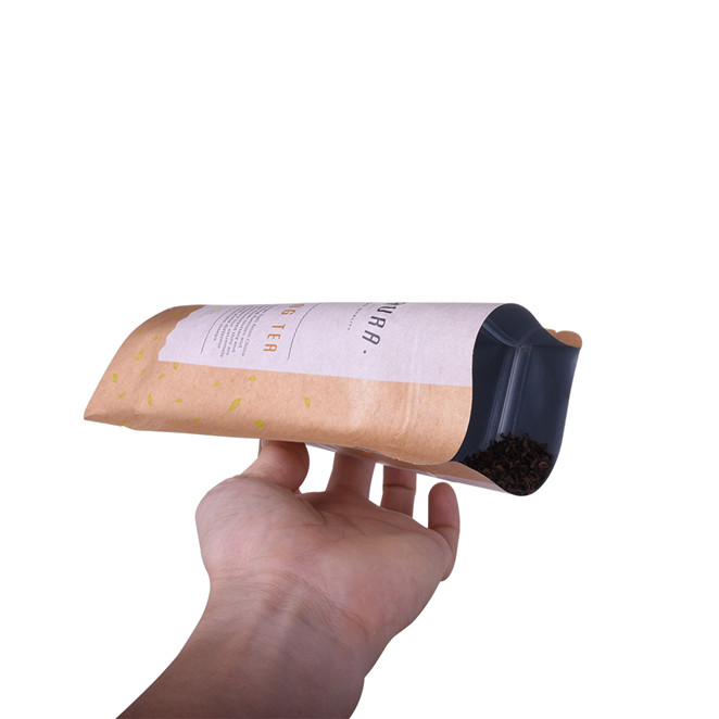 Resealable Plant-based stand-up biodegradable tea pouch packagings