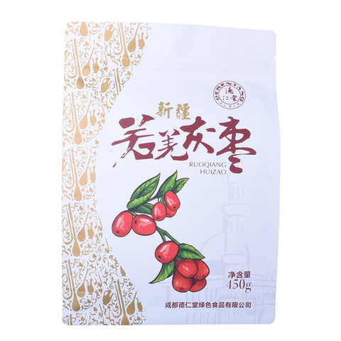 OEM Varnishing Zipper Flat Bottom Pouches Compostable Food Bag Custom Nuts Bag