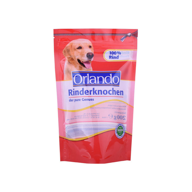 Natural tear notch resealable poly bags wholesale dog treat packaging pet bird food bag