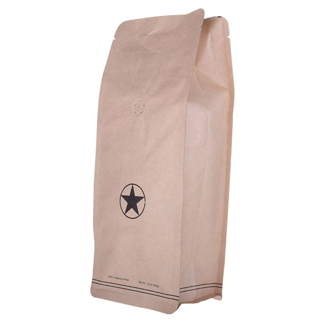 Custom resealabele Printed brown recyclable paper bag