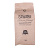 Laminated recyclable paper coffee bag with valve in box shaped packaging