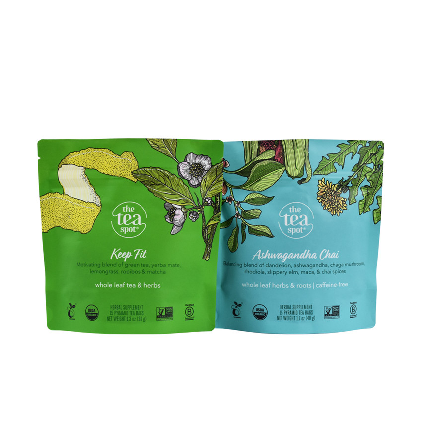 High Quality Custom Design Compostable Biodegradable Stand Up Tea Packaging Bag Wholesale
