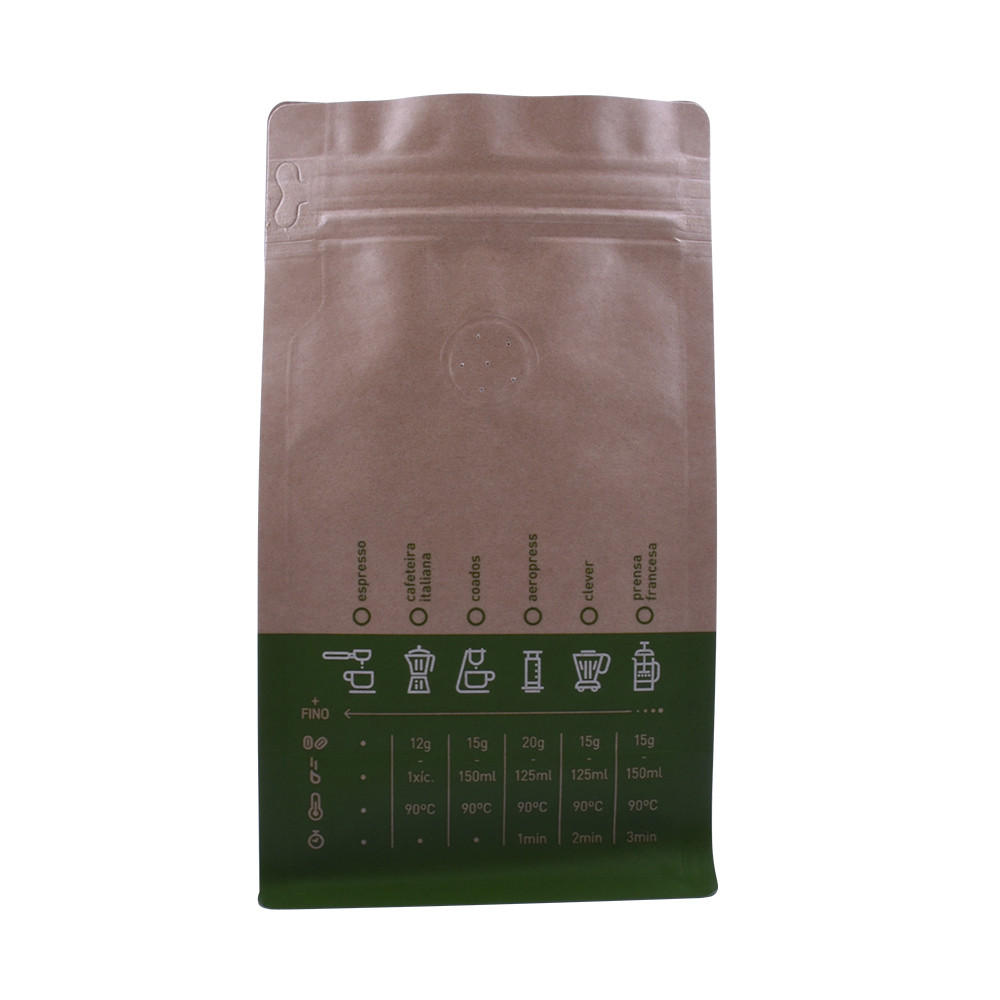 Aluminum Foil Flat Bottom Coffee Bean Packaging Bags with Valve and Ziplock