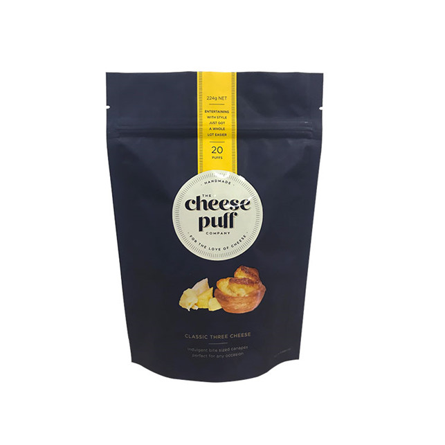 Custom gravure printing logo bag with zipper for puff
