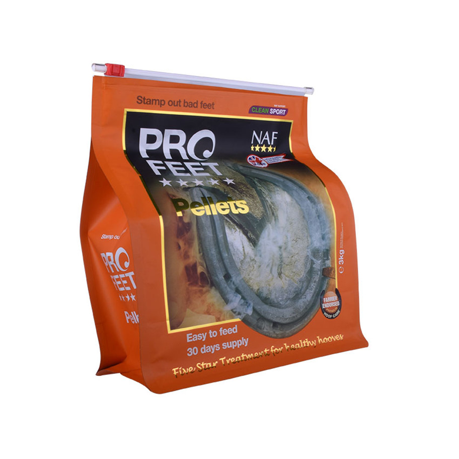 Matt Rotogravure Printing Pet Food Package Box Bottom Pouch With Reusable Zipper