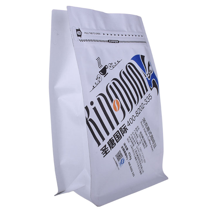 ECO Friendly Matt White One Way Valve Coffee Packaging Flat Bottom Bags