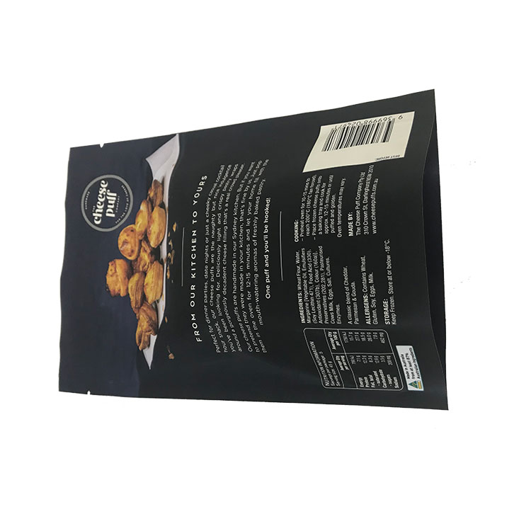 Customised Black Compostable / Aluminium Foil Cookie Biscuit Food Bag Packaging