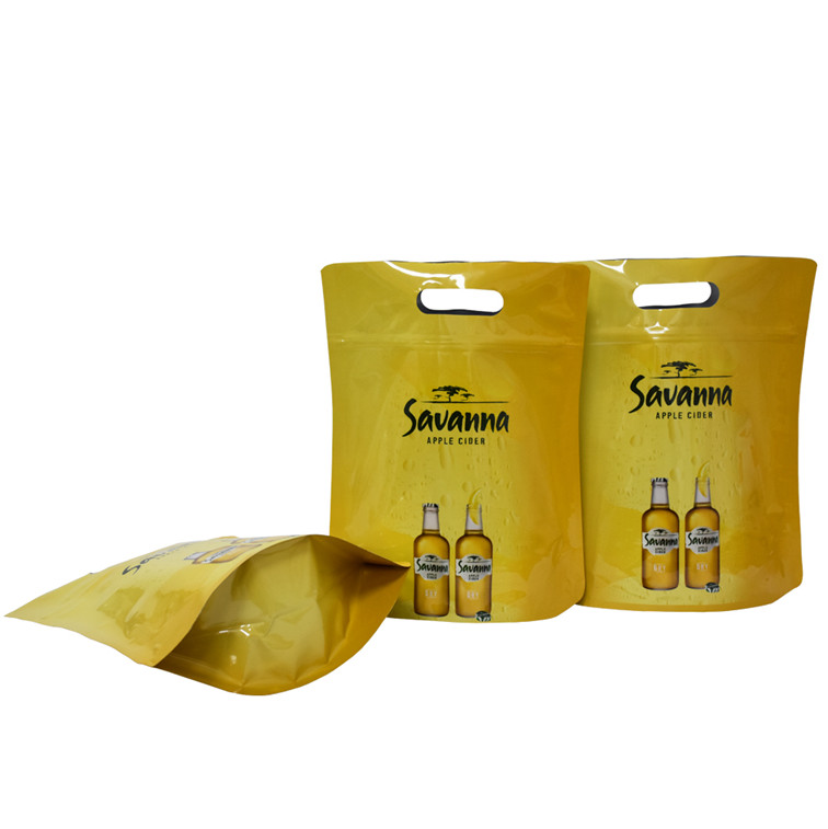 Good Seal Ability Double Zipper Flexible Wines Packaging Bag
