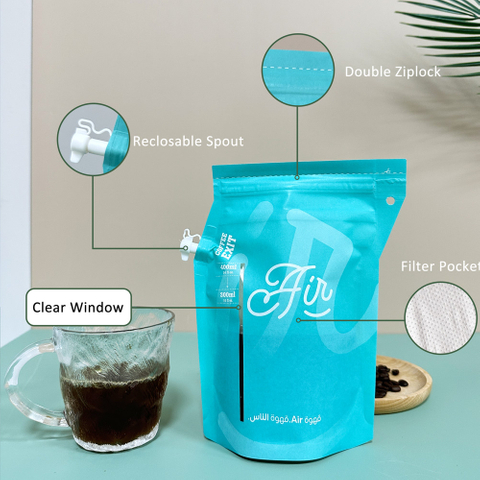 Custom Printed Cold Brewer Coffee Packaging Spout Pouch