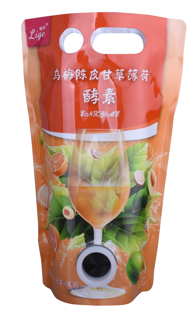Plastic handle bags for Juice wine with tap 
