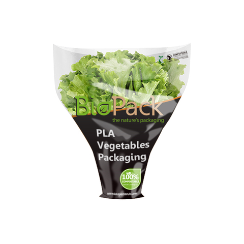 Custom Logo Printing PBS Fully Compostable Clear Film Vegetable Packaging Bags