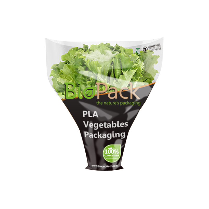 Custom Logo Printing PBS Fully Compostable Clear Film Vegetable Packaging Bags