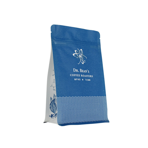 Heat Seal Moisture-proof Biodegradable Packaging Stocks Flat Bottom Pouch Zipper Custom Coffee Bag Printing