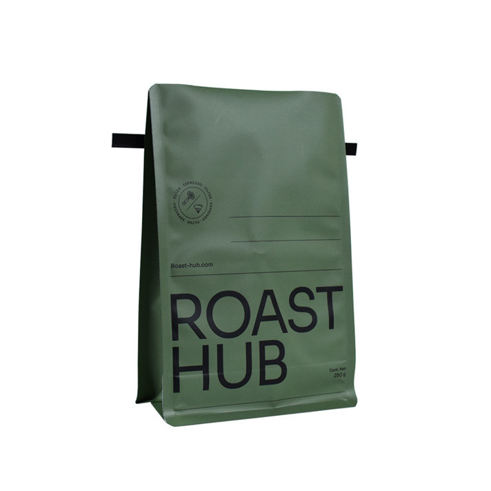 Custom Logo Square Bottom Barrier Coffee Bag with Tear Notch Manufacturers 