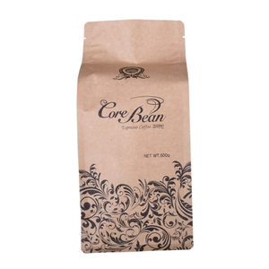 Customized Logo Ziplock Flat Bottom Kraft Paper Coffee Bag Wholesale