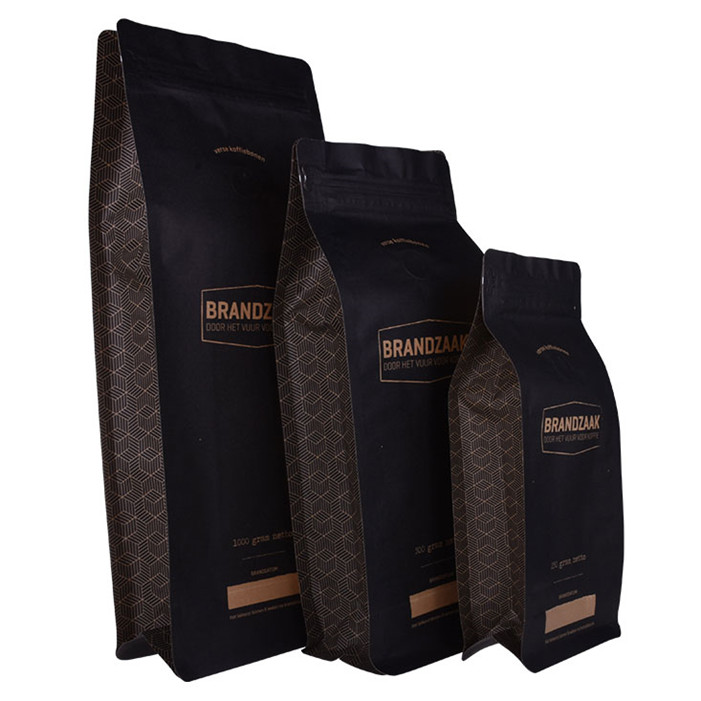 Biodegradable ecologic laminate kraft paper bag printed coffee packing