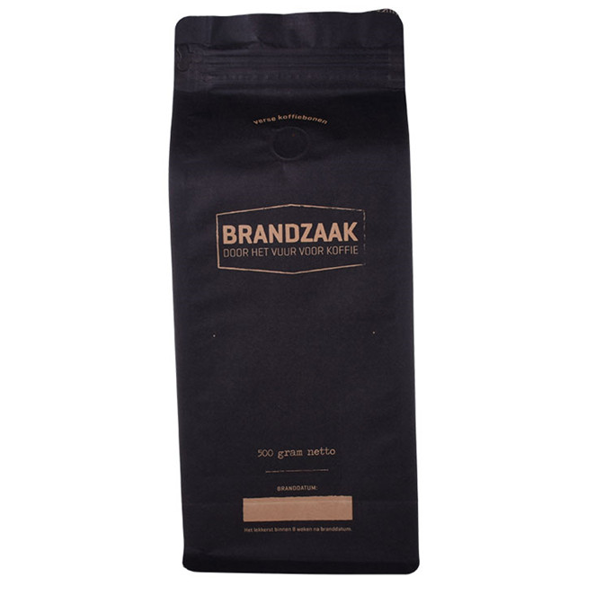 Custom Biodegradable natural paper printed coffee bags with zip closure