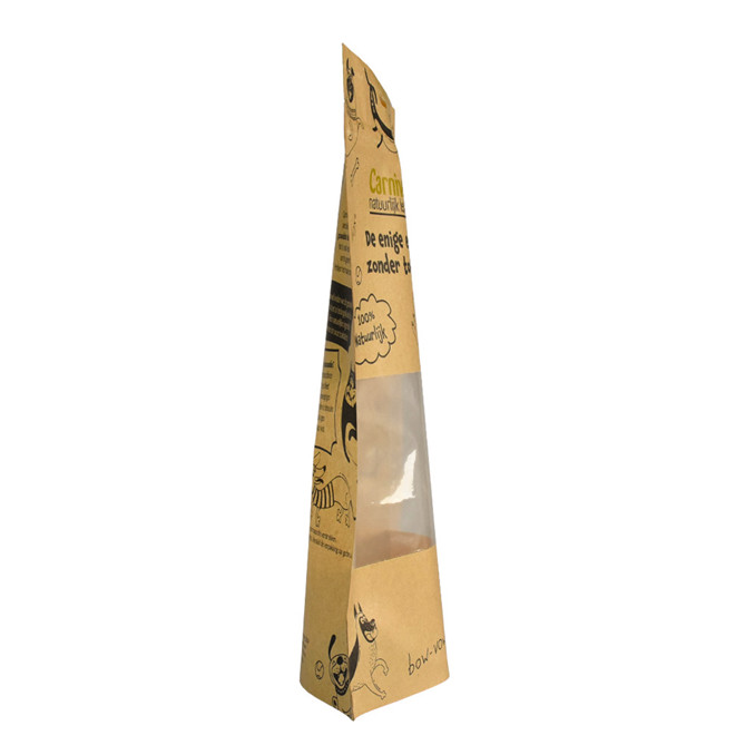 Custom zipper stand up pouch printing with clear window for dog treat packing