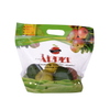 Imprinted logo on eco plastic recyclable fruit bag zipped with handle