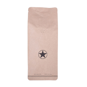 Customized Logo Zip Lock Flat Bottom Kraft Paper Coffee Bag Wholesale