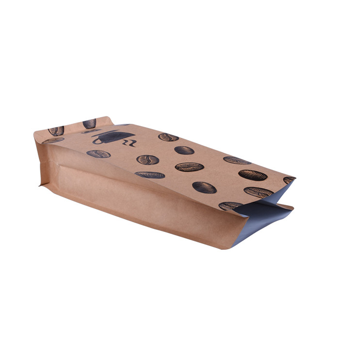 Sustainable biodegradable food safe packaging block bottom coffee bag with printing