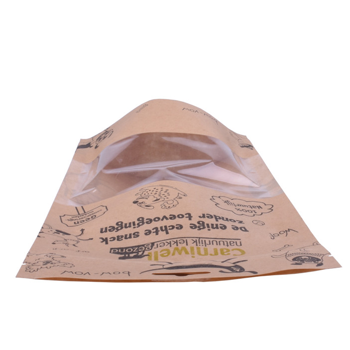Stand up brown kraft zip lock packaging for pet food with zipper 
