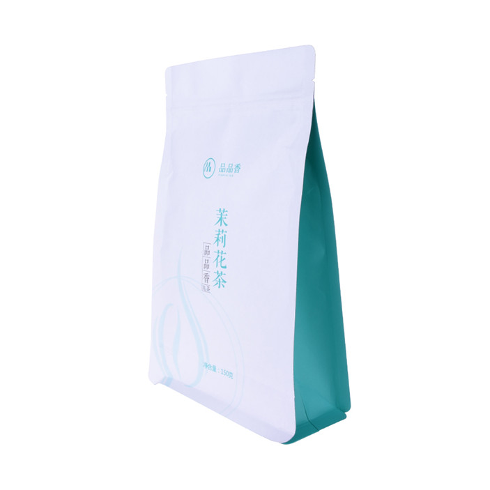 Custom flat bottom degradable packaging ziplock bag for tea