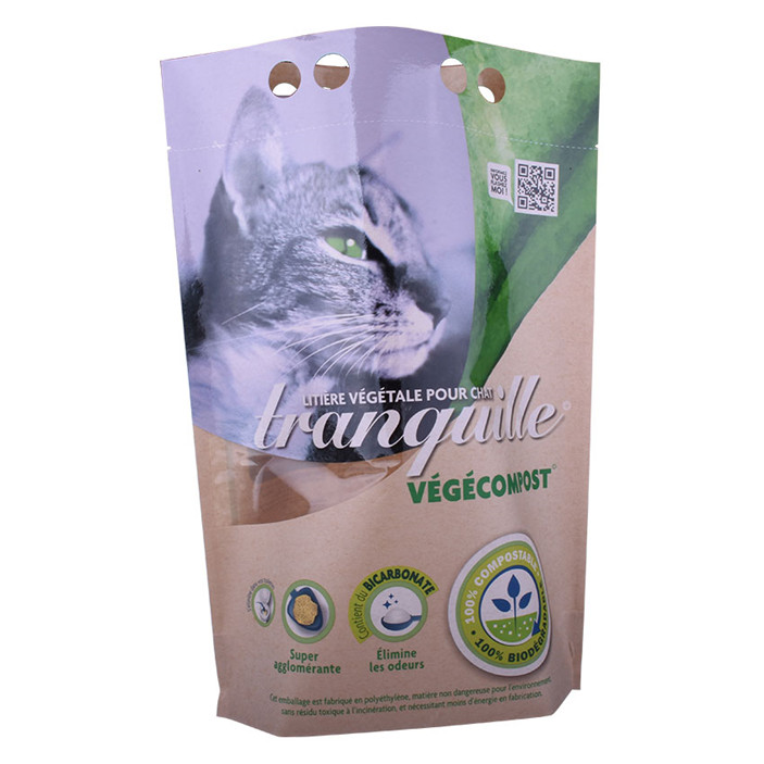 Customized standing sustainable pet food packaging bio-degradable with handle