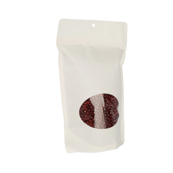 Resealable 8 Oz White Kraft Stand Up Pouch Packing Bags
