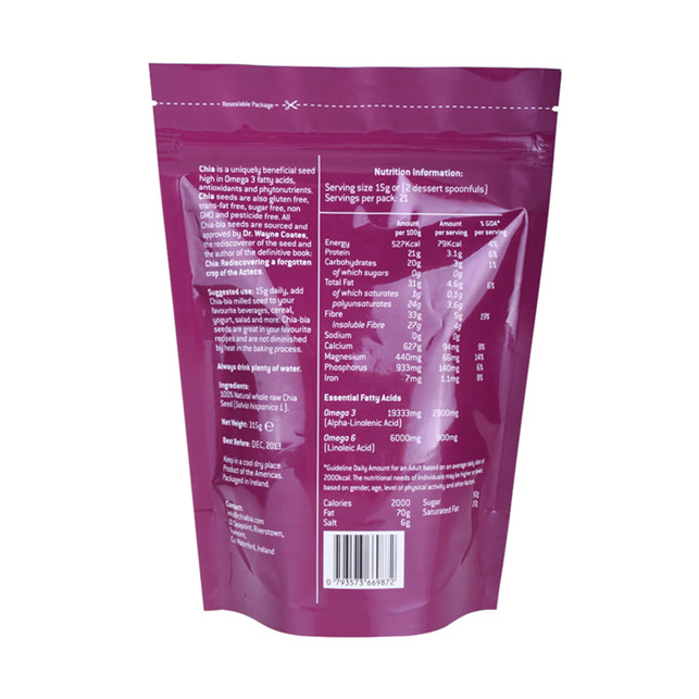 Wholesale stand up pouch nutrition whey protein bag with zipper