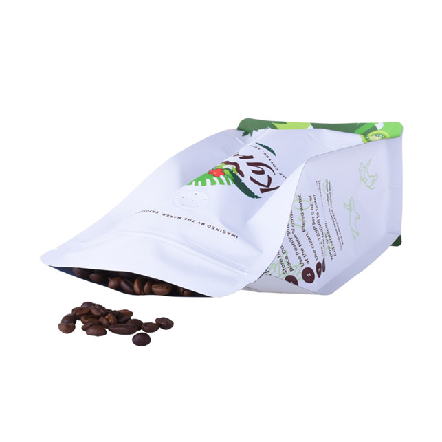 Custom Design Transparent Valve Bag Coffee in white kraft