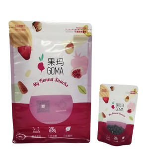Recycle Dried Food Pckaging Stand Up Nuts Pouch Flat Bottom Dried Fruit Bag With Window