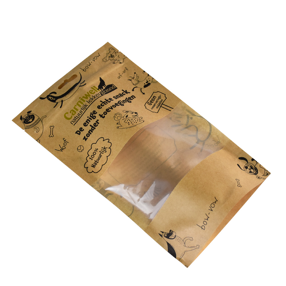 Biodegradable Kraft Paper Ziplock Bag Zipper Bag Pouch As Your Design Print on The Kraft Paper Directly Natural Feel Pet Food Packaging