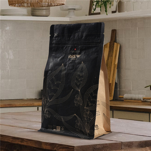 Wholesale Custom Flat Bottom Matte Black 12 Ounce Coffee Bags with Valve