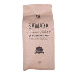 Sustainable brown kraft coffee bag compostable gusset bag