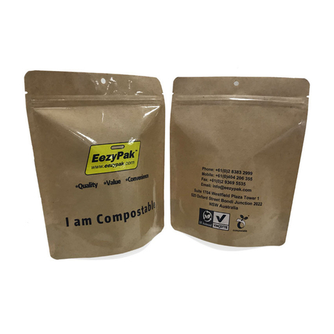 Exclusive Recycle Biodegradable Zipper Bags Zipper Stand Up Pouch Custom Coffee Bags with Valve