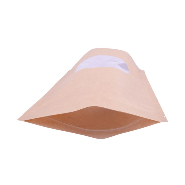 Compostable standup kraft stock bags with semi-clear window