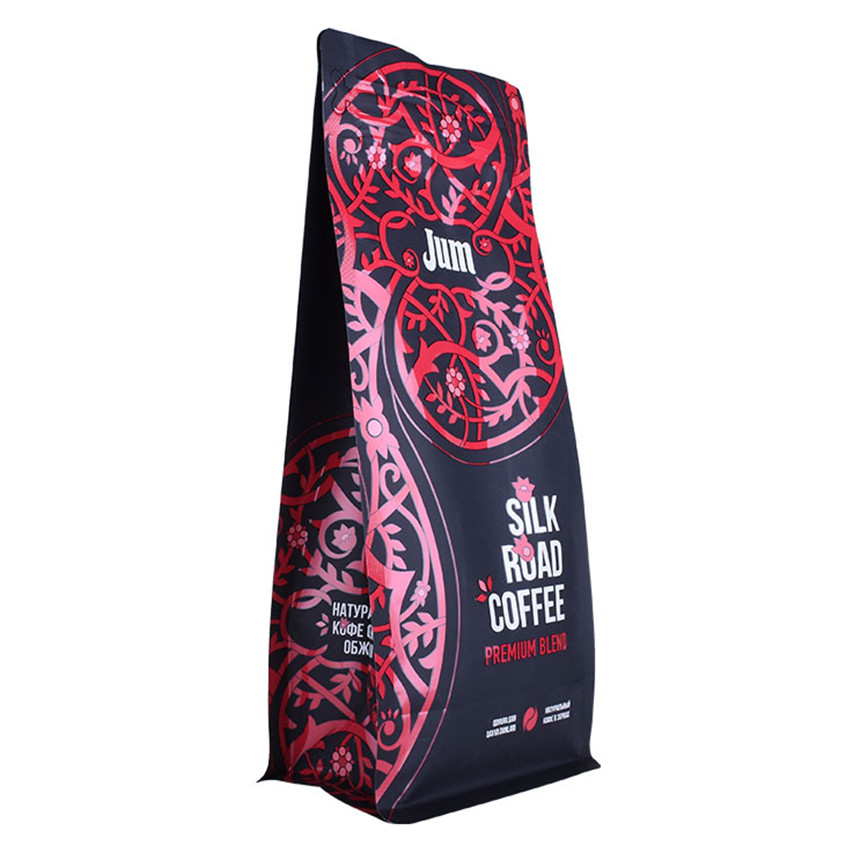 Custom Production Ziplock Flat Bottom Aluminum Foil Coffee Bag Wholesale