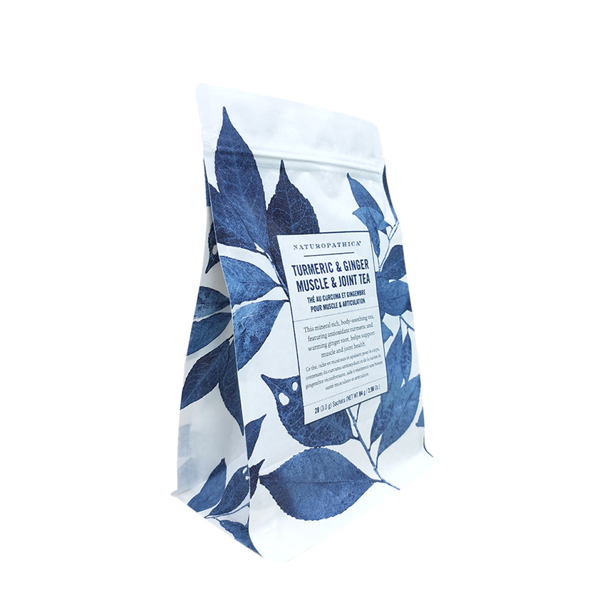 Eco Friendly Creative Design Sustainable Flexible Flat Bottom Ziplock Tea Packaging Bags