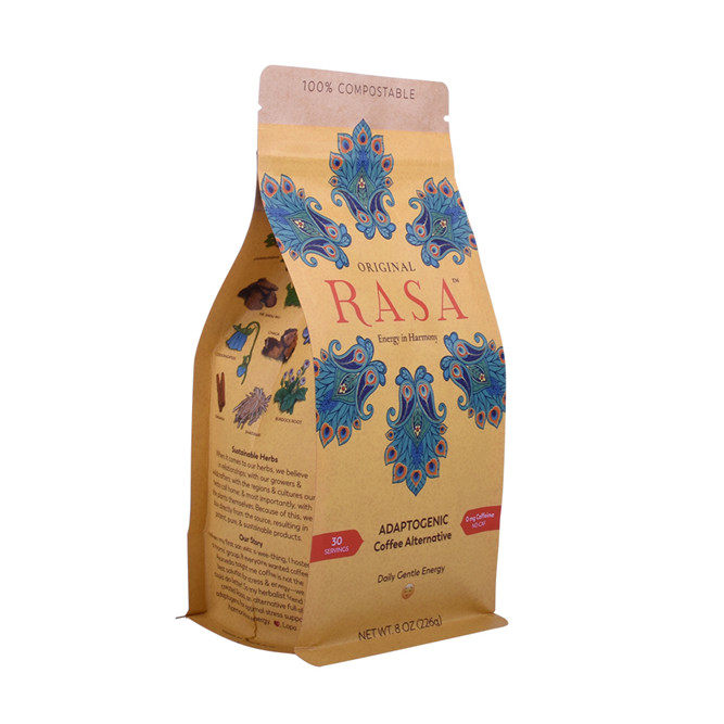 Compostable kraft paper coffee packaging bags wholesale printed with zip closure