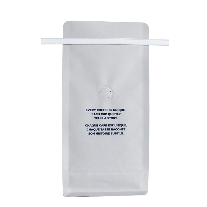 Custom print block bottom coffee pack paper for bag with tin tie