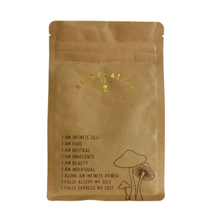 Custom flat bottom compostable bag for snack packing with hot stamping logo