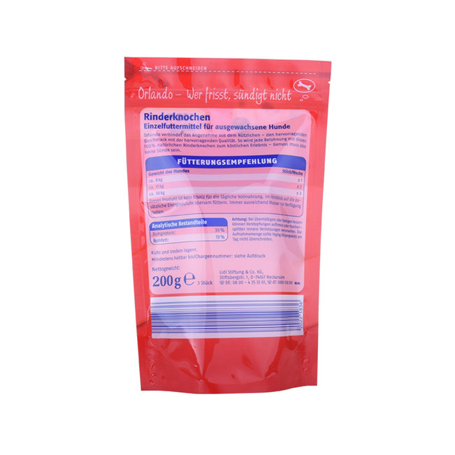 Natural tear notch resealable poly bags wholesale dog treat packaging pet bird food bag