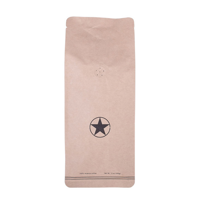 Custom resealabele Printed brown recyclable paper bag