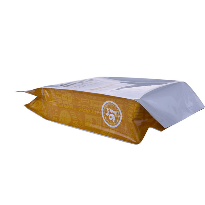 Side gusseted laminate high barrier coffee packing bag with one way valve