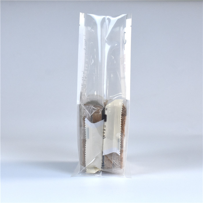 Custom flat bottom clear plastic bags bread packaging with gusset
